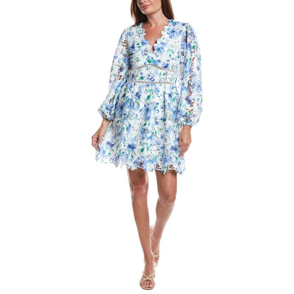 Layered With Love Womens Embroidered Mini Dress, Blue